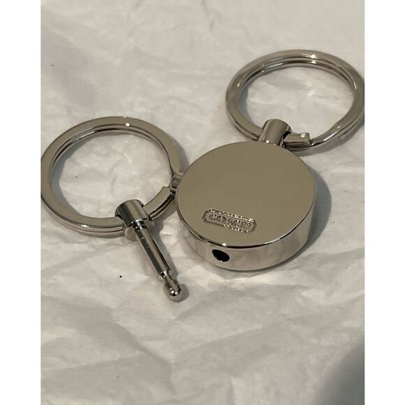 Coach Silver Green Black Dual Key Chain / Fob Purse Charm with Release - Picture 11 of 12